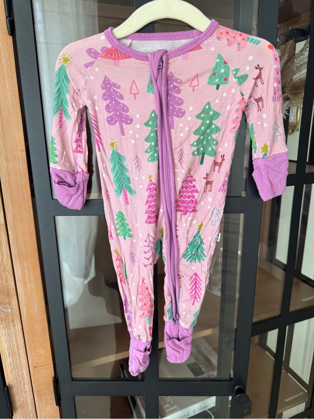 Little Sleepies zippy footies christmas trees baby girl newborn sleeper purple